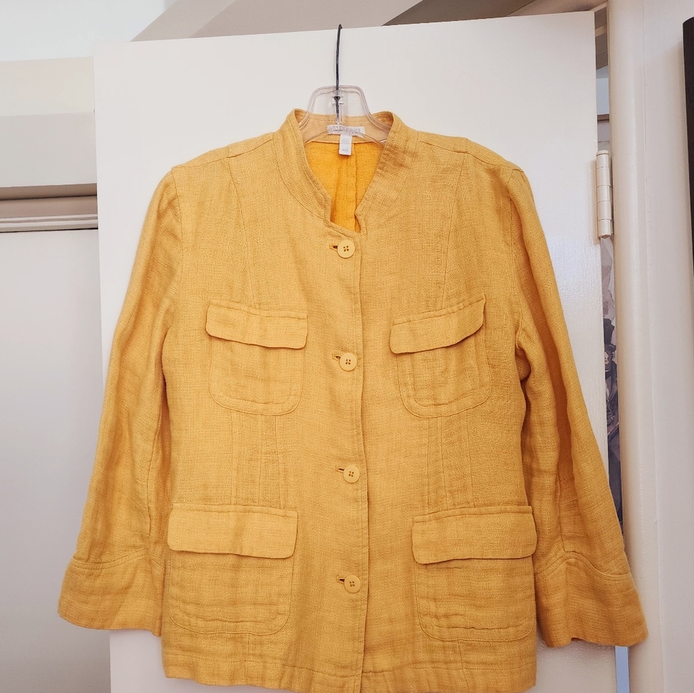 Eileen Fisher yellow linen jacket size M